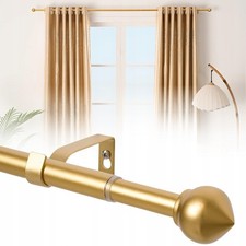 Tringle Rideau Barre dorée simple modulable 76-310cm acier inoxydable