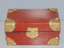 -JOLIE ANCIENNE PETITE BOITE COFFRET façon MALLE BOIS & METAL CLOUS Rouillés  D