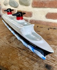 Vintage Paquebot France en Faïence Liqueur Garnier Enghien Grand format : 47 cm