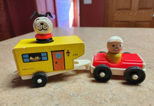 VTG 1968 Fisher Price Little People #686 Camper Trailer Car Boy & Dog COMPLETE