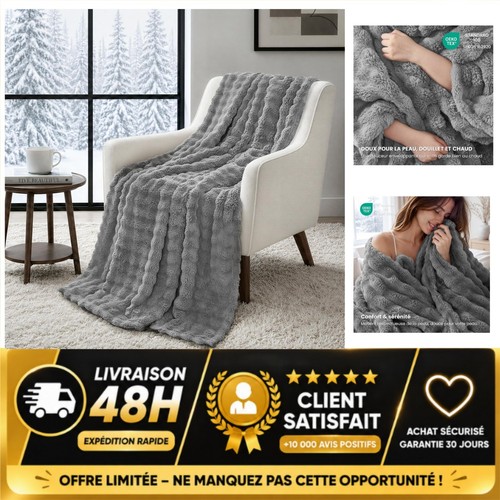 Topfinel plaid canapé gris - plaid,