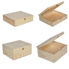 Creative Deco Boîte de Rangement Bois | avec Couvercle | Non Peint | 2 Variantes