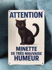 Plaque métal humour chat