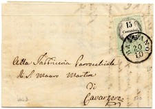 LOMBARDO VENETO BASSANO 20.10.1855 c. 15 USED STAMP x SAXON POST 3