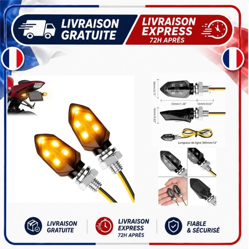 Clignotants led moto - 12v, ambre