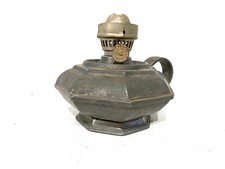 Antique Aladdin Style Pewter Oil Lamp