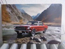 TOLE METAL FORD MUSTANG ROUGE 20 X 30 CMS NON PLAQUE EMAILLEE ANCIENNE
