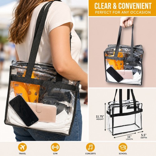 Clear stadium tote - clear, pvc
