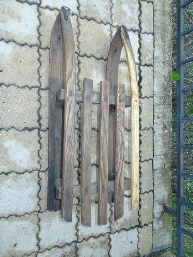 Ancienne luge bois - bois, déco