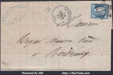 FRANCE N°60C SUR LETTRE ETOILE MUETTE + CONVOYEUR STATION ST DENIS DU 10/09/1875