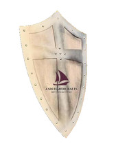 ZAIN Medieval Templar Crusader 24" Silver Cross Shield Medieval Knight Shield