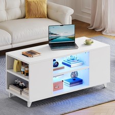 YITAHOME Table Basse de Salon Haute Brillance, Moderne Tables Basses à LED