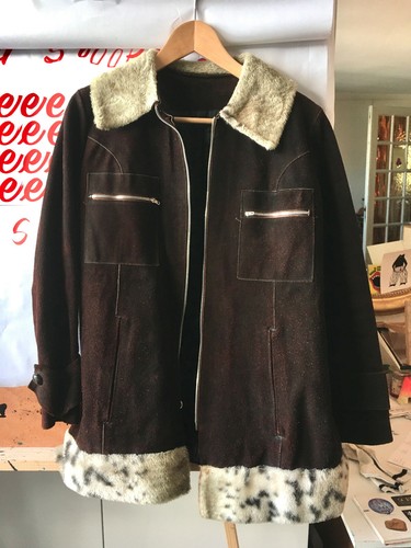 Manteau cuir daim suede - cuir,