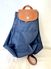 Longchamp Le Pliages Sac A Dos XS Navy nylon Foldable Packable leather accent