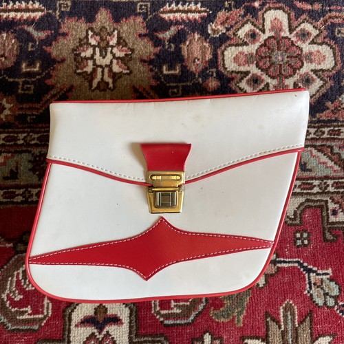 Sacoche skaï rouge blanc - blanc, vers