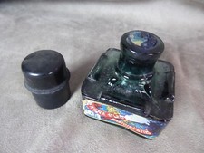 BOUTEILLE D'ENCRE BLEUE ancienne, et un ENCRIER DE VOYAGE.