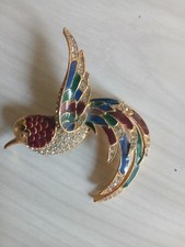 Broche oiseau exotique Vintage