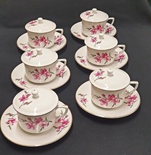 6 TASSES A THE EN PORCELAINE DE CHINE XX DECOR FLEUR DE CERISIER