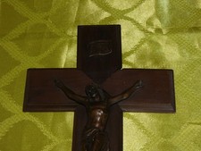 ANCIEN Crucifix Bois Métal