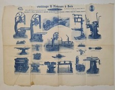 Outillage et machines à bois vers 1900 Affiche Originale Industrie Publicitaire	
