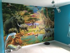 Safari Animaux Papier Peint Mural 384 CM X 260 CM pour Chambre Enfants Coloré