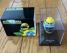 Minichamps Ayrton Senna 1987 Miniature Helmet Honda Logo Case Included