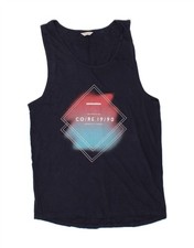 JACK & JONES Mens Core Graphic Vest Top Medium Navy Blue Cotton GC05