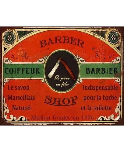 Plaque métal vintage barber