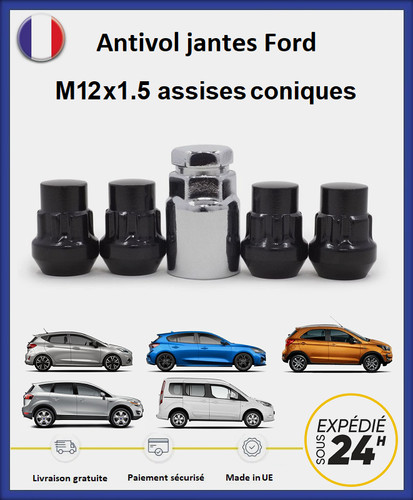 écrous antivol roues noir - de,