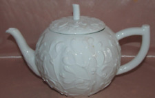Limoges Teapot Pourer White Embossed Mistletoe Branch Decor