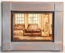 ⚜️ Carré Signé G.Baratta 1998 Maison Intérieur Rustique Italie Peinture Huile