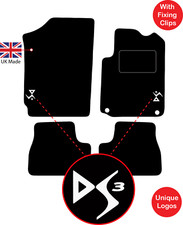 Tailored Carmats Fits Citroen DS3 2009 to 2018, 4pc set, 4 Clips & LOGOS