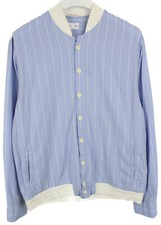 GANT Rugger Shirt Blouson Jacket Men's XL Pinstriped Bomber Neck Blue