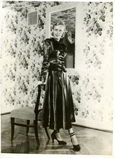 Parisian Fashion 1950s, Vintage Silver Print Dinner Dress Print A