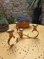 Beautiful Vintage 90s Gold Brass 3 Branch Candle Holders, Chandelier