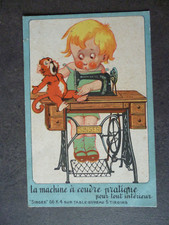 Old postcard advertising postcard - sewing machine - SINGER - old