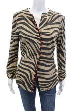 Bazar Deluxe Women's Round Neck Long Sleeves Beaded Jacket Animal Print Size 44