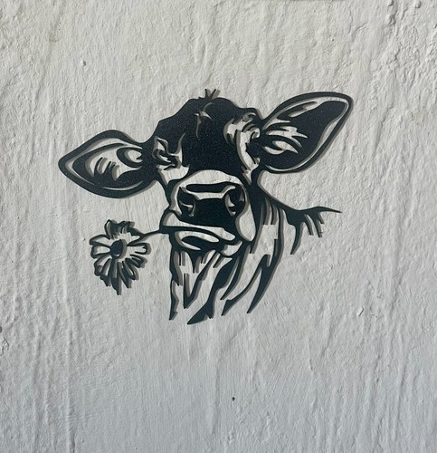 Décoration murale vache fleur - décoration,
