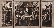 Large Engraving 19th Century Painting Reproduction 16th Triptych Virgin Mary