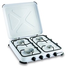 Plaque de cuisson gaz portable 4 feux - 4650 W - blanc laqué