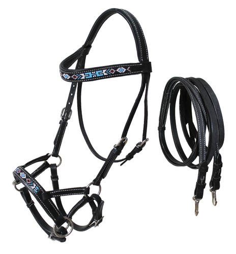 Horse western black - black, leather