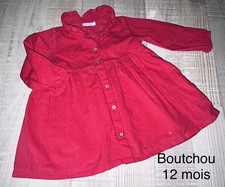 Bout'chou 12 Mois Bébé Fille : Robe Mi Saison Velours Hiver Manches Longues