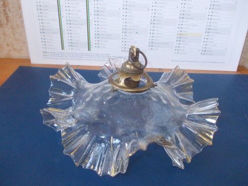 Ancien lustre verre ondulé - lustre,