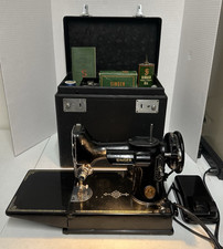 1948 Singer 221-1 AH Featherweight Electric Sewing Machine With Case Read VIDEO