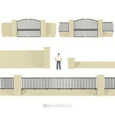 HO Mur en Pierre et Grille