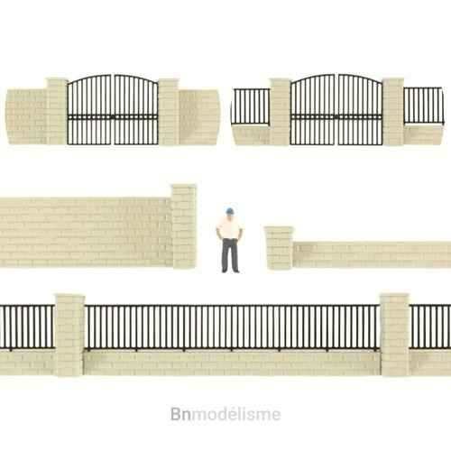 Mur pierre et - et, grille