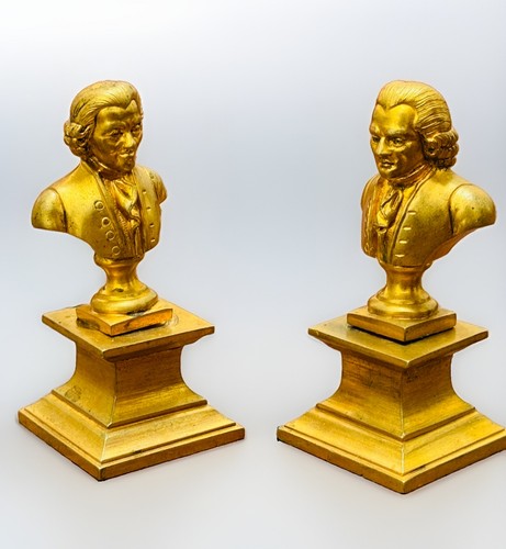 Paire buste bronze doré