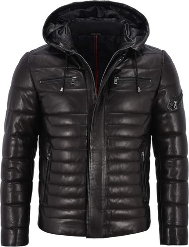 Homme véritable cuir - cuir, noir