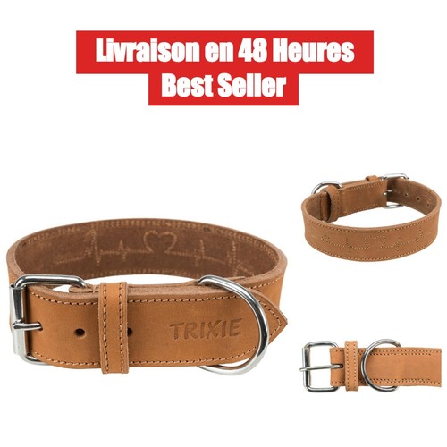 Trixie collier chien cuir - collier,
