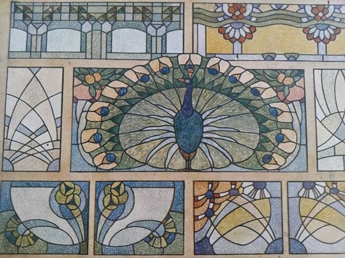 Art nouveau vitrail - art, paon